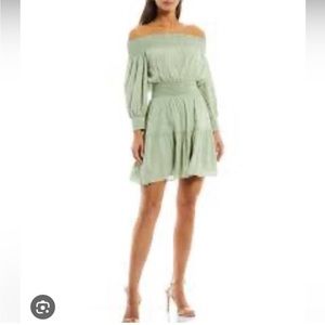 Gianni Bini Ella Long Blouson Sleeve Off the Shoulder Smocked Tiered Hem Dress